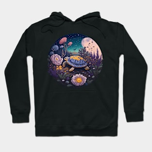 Funny & Cute Aesthetic Cottagecore floral Turtle Womens Mens Hoodie